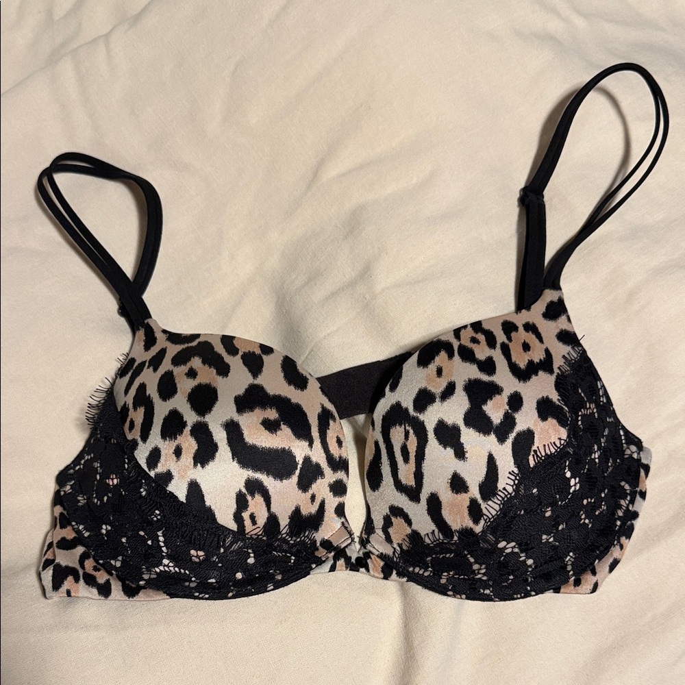 Victoria's Secret Animal Print Bra with Black Lace